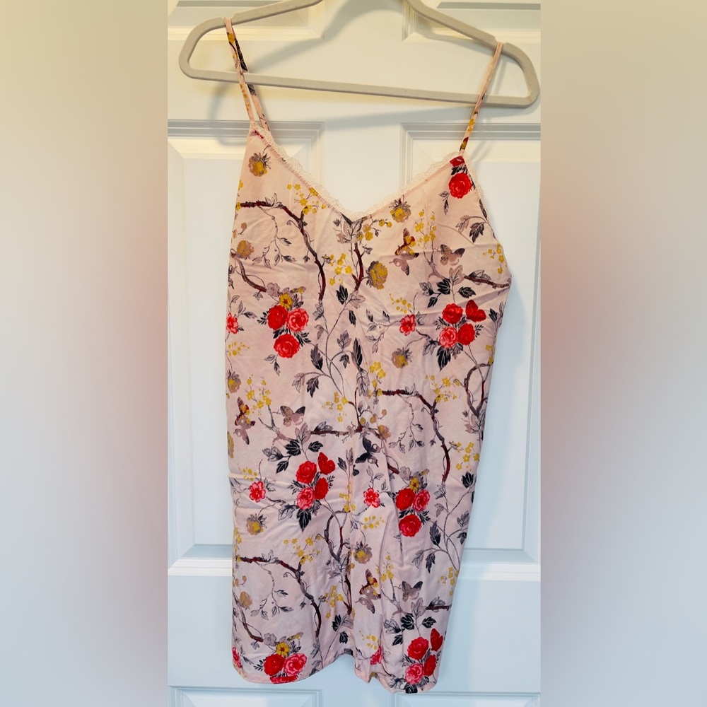 Victoria's Secret Red and Gray Floral Slip Nightgown